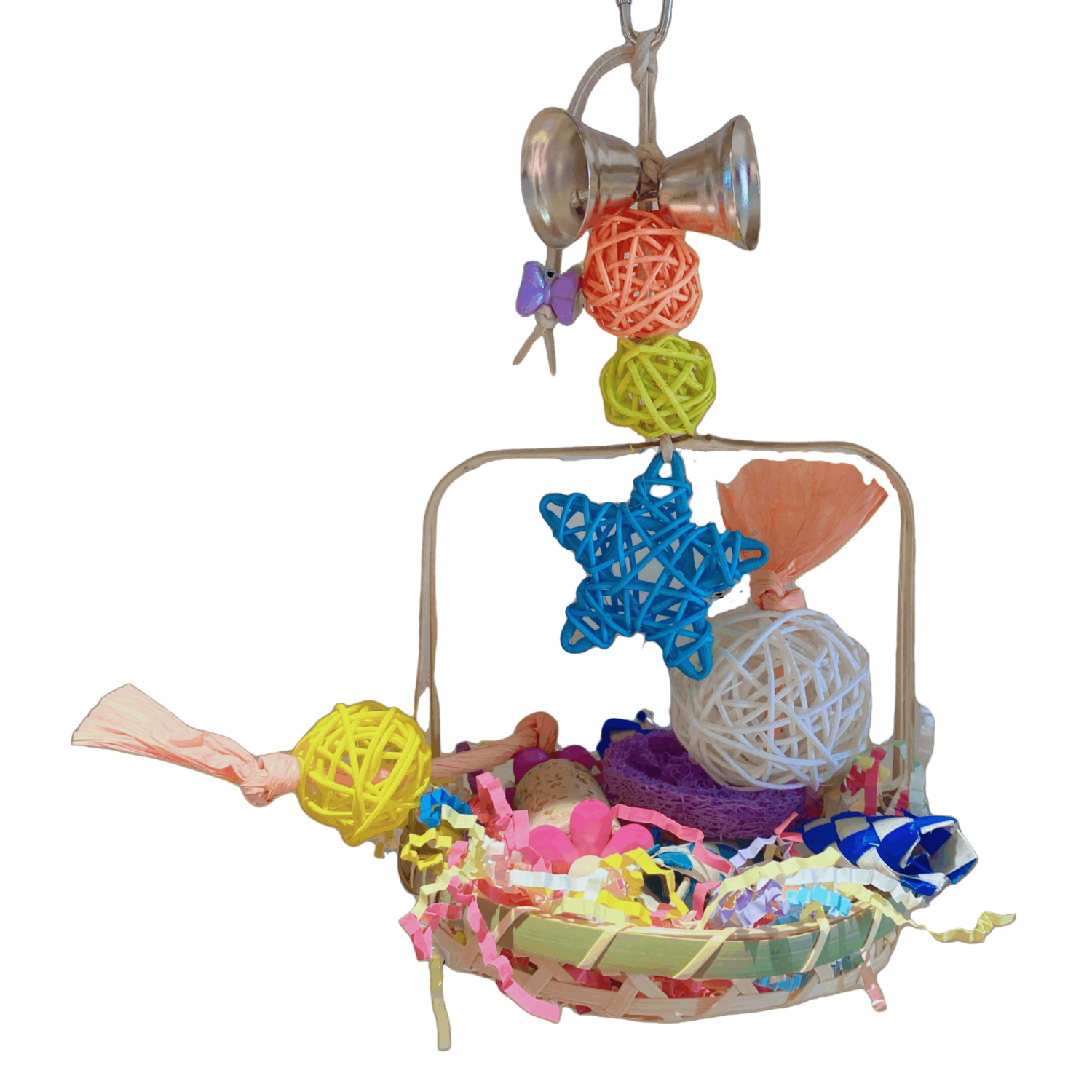 Vanpet Flowervase With Star and Sphere Natural Bird Toy 25x14x13cm-BTLB01148