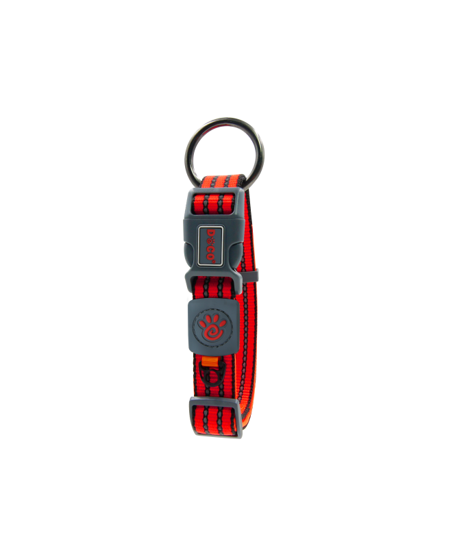 DOCO VARIO O - Ring Collar with Reflective Stitching[Color - Red, Size - XL]