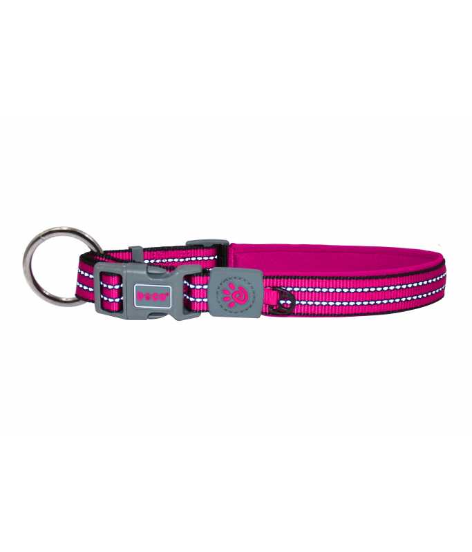 DOCO VARIO O - Ring Collar with Reflective Stitching[Size - XL, Color - Raspberry Pink]