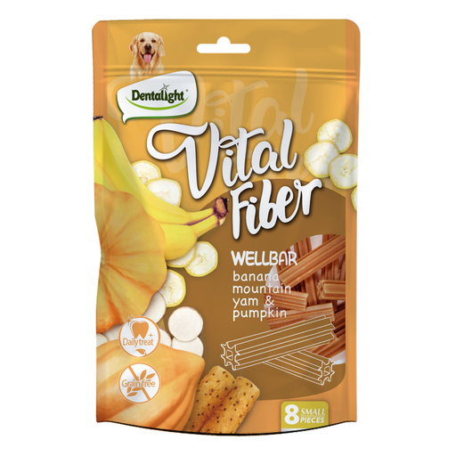 Dentalight Vital Fiber Wellbars 3" Treat For Dogs-Banana, Mountain Yam & Pumpkin 80g-8pcs