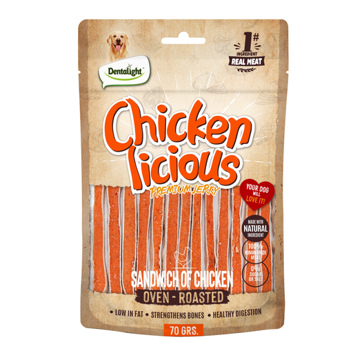 Dentalight Chicken Licious Jerky Treats For Dogs-Sandwitch of Chicken 70g