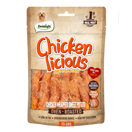 Dentalight Chicken Licious Jerky Treats For Dogs-Chicken Wrapped Sweet Potato 70g