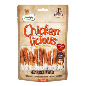Dentalight Chicken Licious Jerky Treats For Dogs-Calcium Bone With Chicken 70g