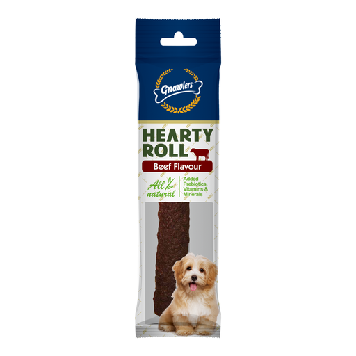 Gnawlers  Hearty Roll 4.5" Treat For Dogs-Beef 40g