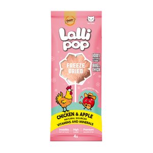 Gnawlers Freeze Dried Lollipop Cat Treat -Chicken & Apple 4g x15pcs-Vitamins & Minerals [Display Box]