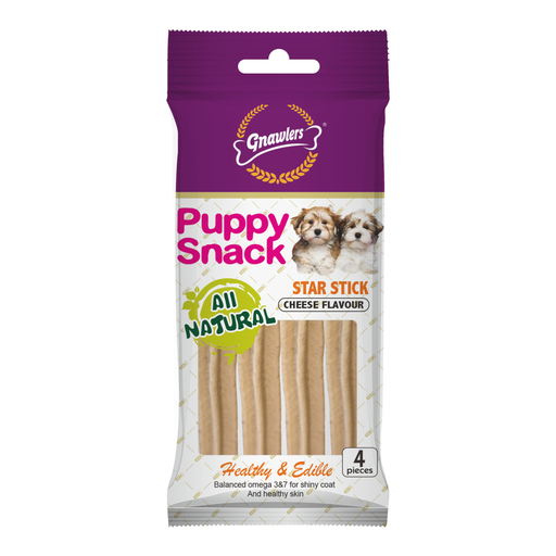 Gnawlers Star Stick Puppy Snack-Cheese-4pcs/pack-80g