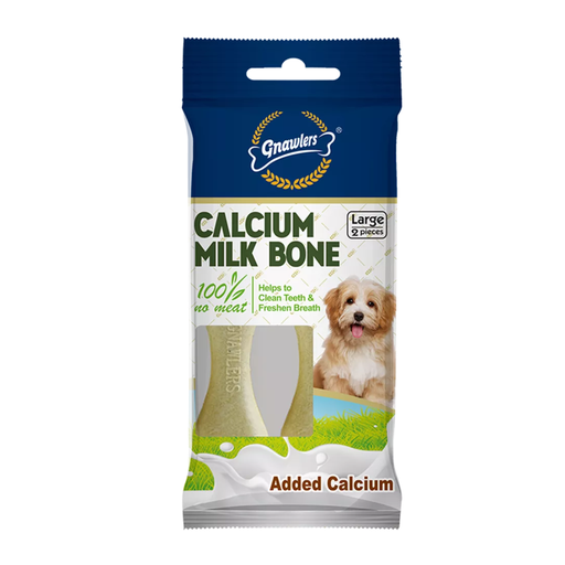 Gnawlers Calcium Milk Bone 4" Large-Snack For Dogs- 2pcs/pack-110g