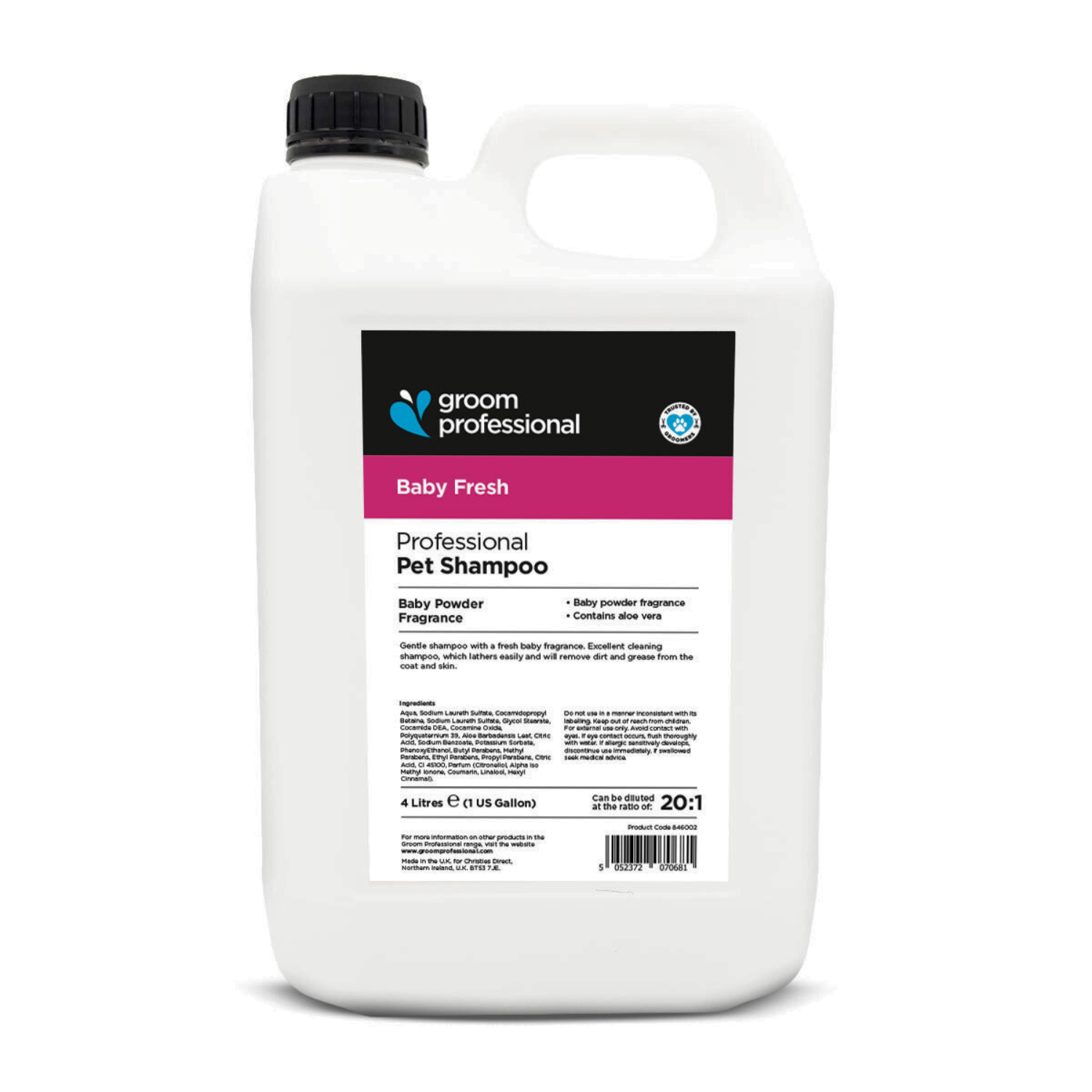 Groom Professional Baby Fresh Pet Shampoo [Baby Powder Fragrance]-4 litres