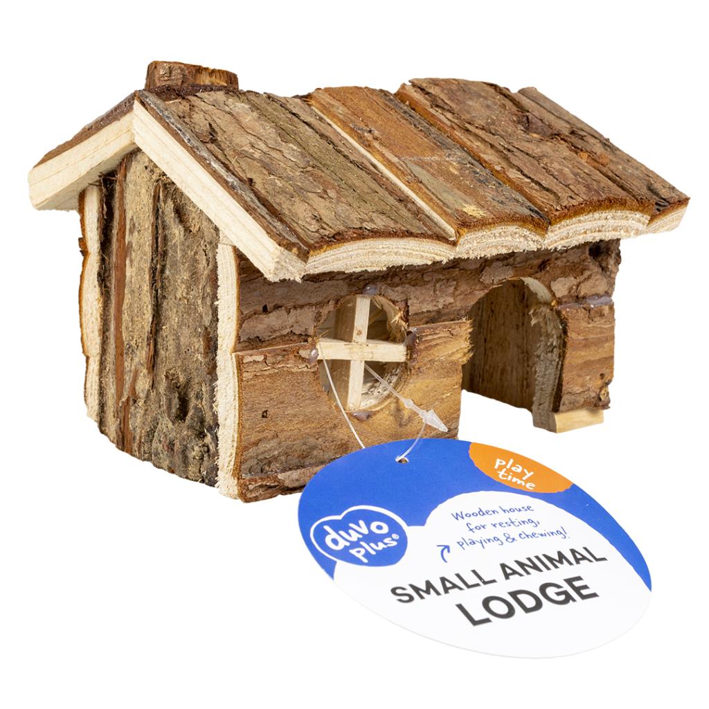 Duvo+ Small Animal Wooden Lodge Bark  - 15x11x12cm