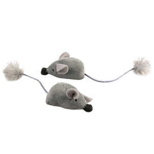 Duvo+ Cushy Mice With Funny Tail Grey Color - Cat Toy  (2pcs)  16.5x5x4cm