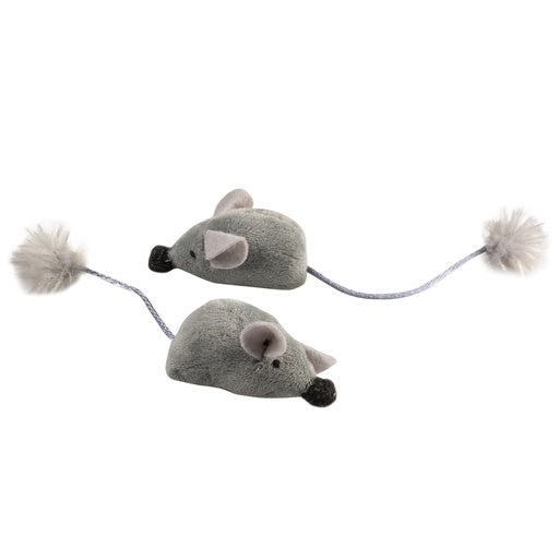 Duvo+ Cushy Mice With Funny Tail Grey Color - Cat Toy  (2pcs)  16.5x5x4cm