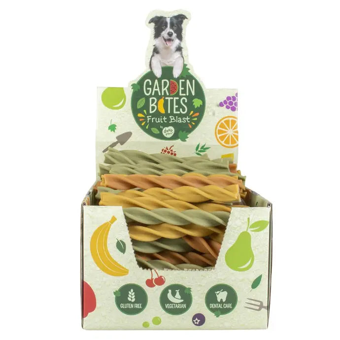 Duvo+ Garden Bites Fruity Dental Swirls 16cm - 18g Mixed Colors, (Min Order - 45pcs)