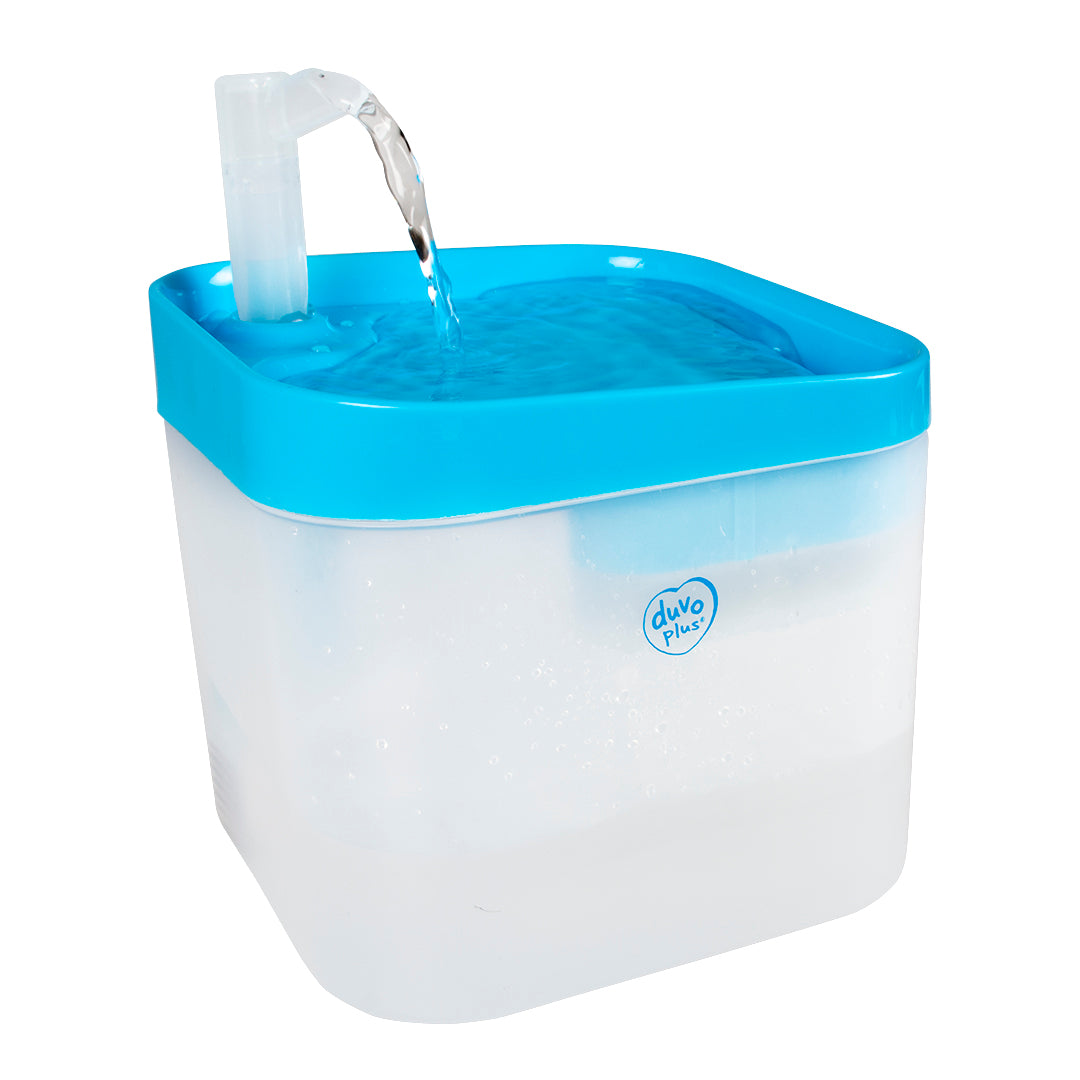 Duvo+ Transparent Drinking Fountain 16.5X16.5X21cm Blue/White