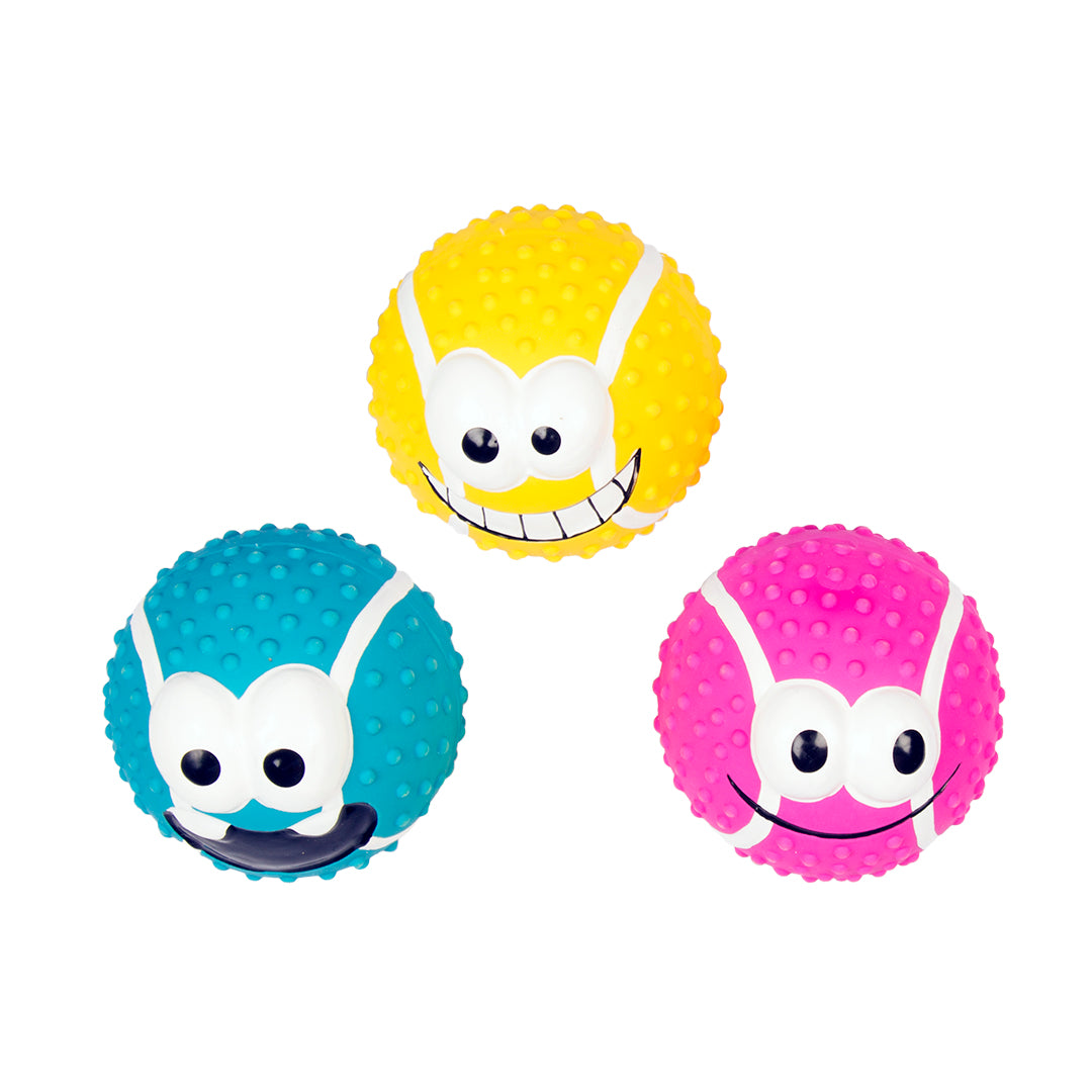 Duvo+ Latex Tennis Ball Smiley Mix 5cm Mixed Colors[Size - 5cm]