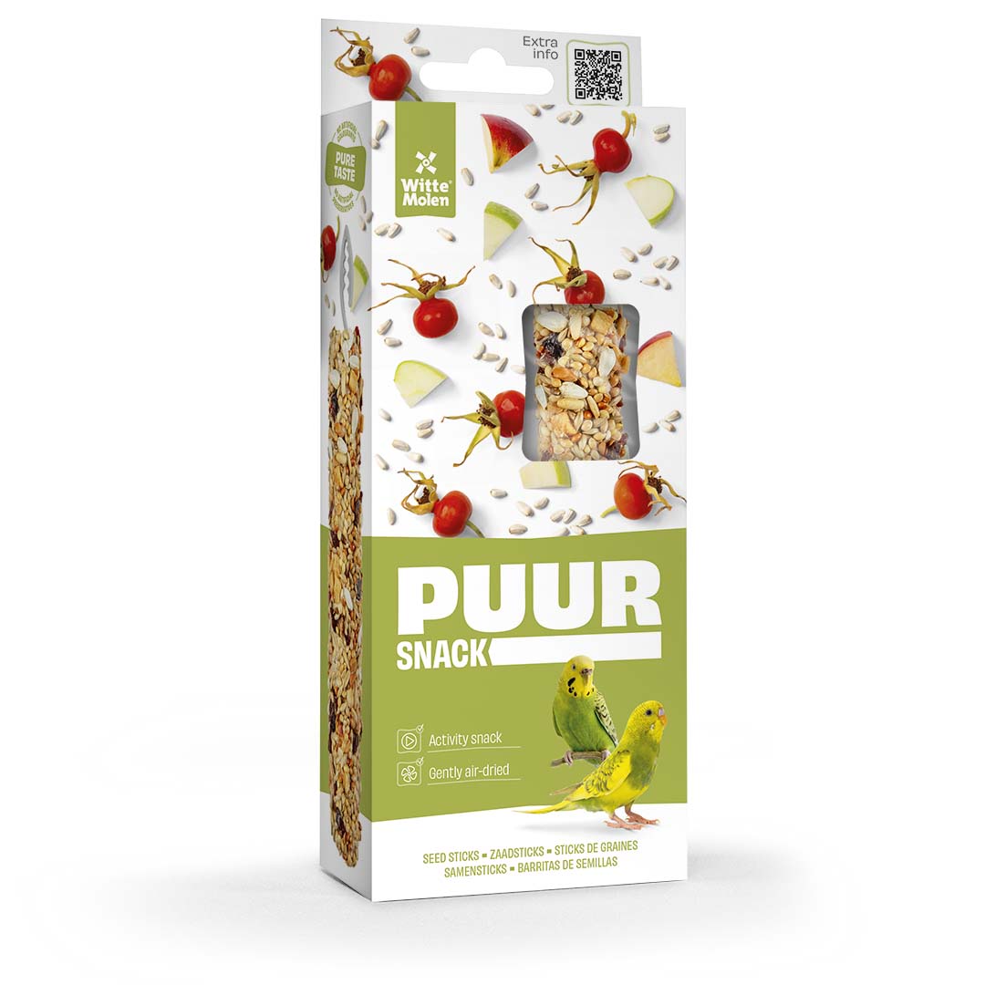 Witte Molen Puur Sticks With Rosehip & Apple For Budgie - [Weight - 60g]