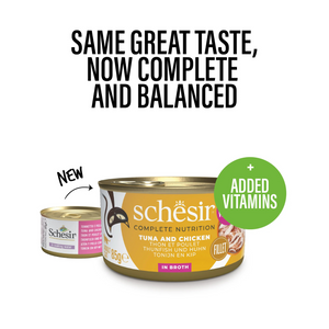 Schesir Complete & Balanced Nutrition Wet Cat Food in Broth Can- Tuna With Chicken 85g [MOQ:12pcs]