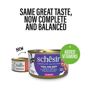 Schesir Complete & Balanced Nutrition Wet Cat Food in Broth Can- Tuna With Beef 85g [MOQ:12pcs]