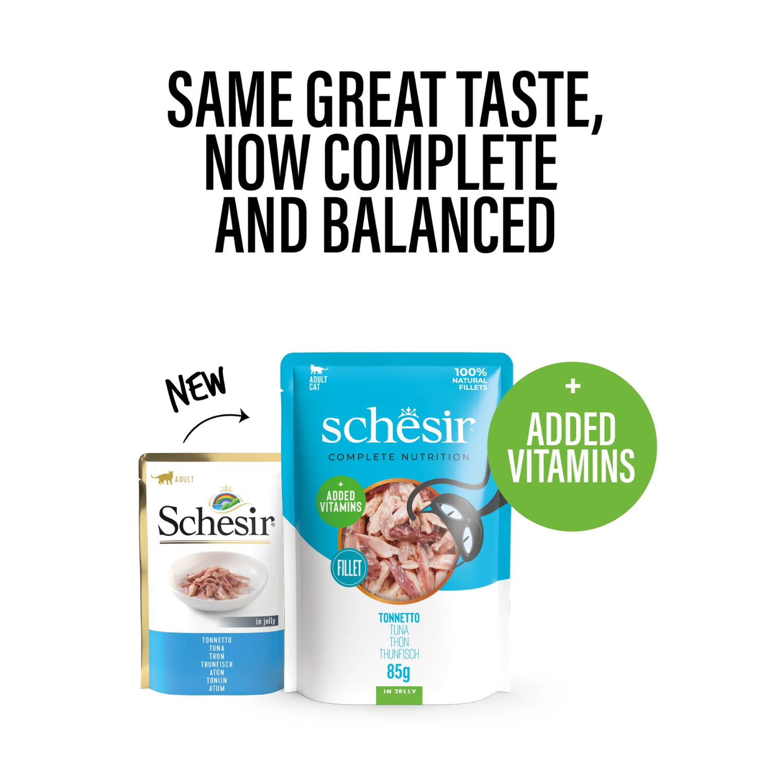 Schesir Complete & Balanced Nutrition Wet Cat Food in Jelly Pouch- Tuna 85g [MOQ:12pcs]