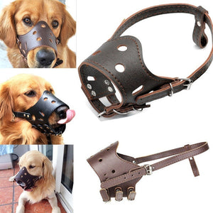 Dog Muzzle PU Leather - S - brown