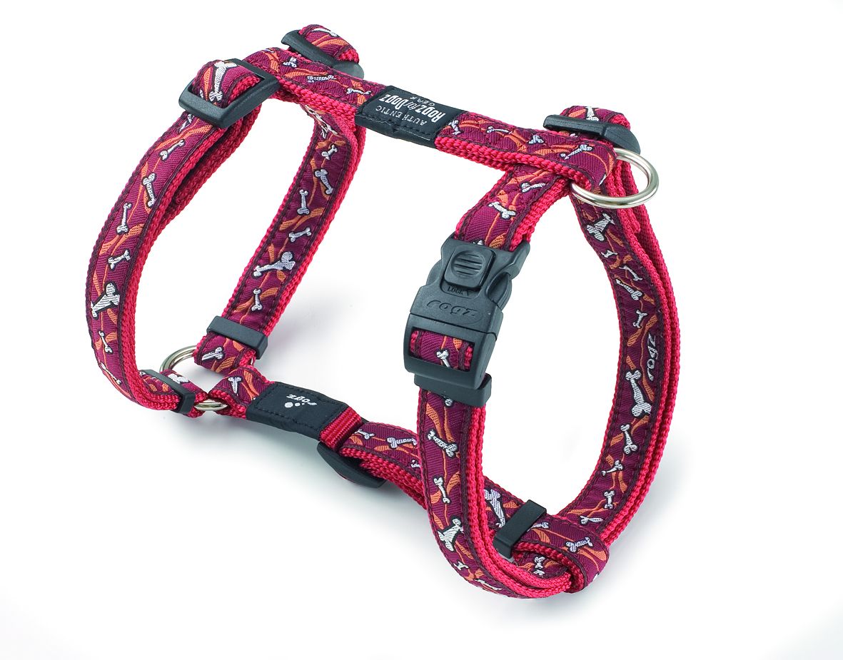 Rogz Bones On Red Dog Harness - BONES ON RED M