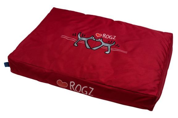 Rogz Flat Pod Red Heart Dog Bed - RED HEART M