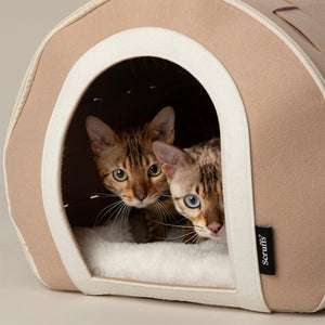 Scruffs Stockholm Felt Cave Cat Bed - Tan 43cm