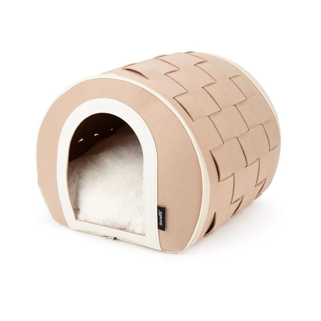 Scruffs Stockholm Felt Cave Cat Bed - Tan 43cm