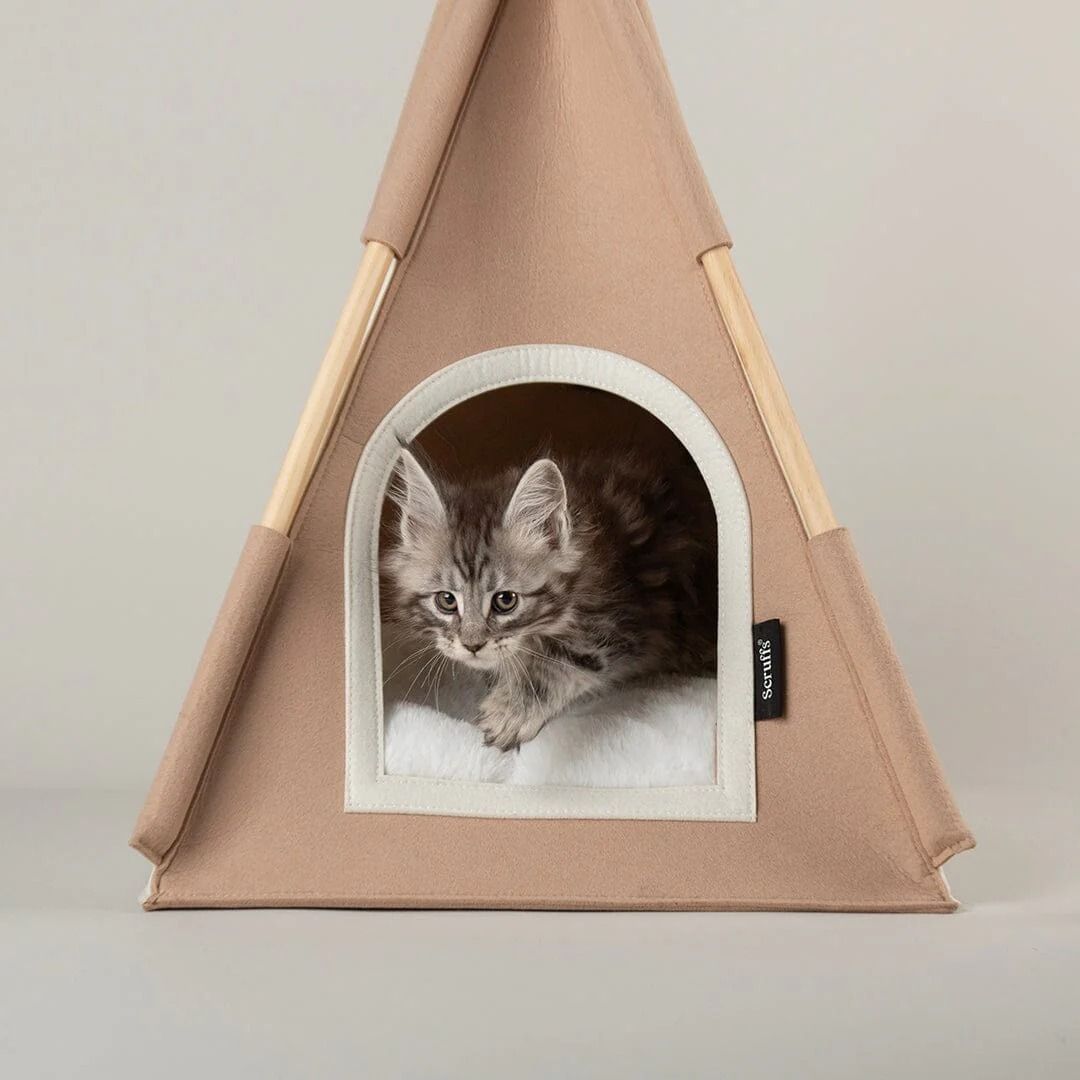 Scruffs Stockholm Felt TeePee Cat Bed - Tan