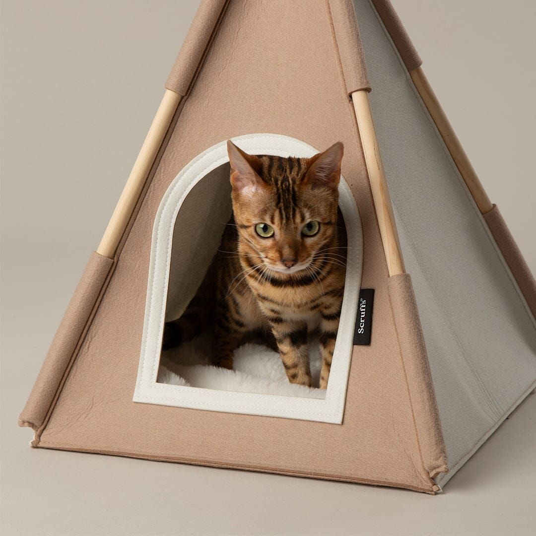 Scruffs Stockholm Felt TeePee Cat Bed - Tan