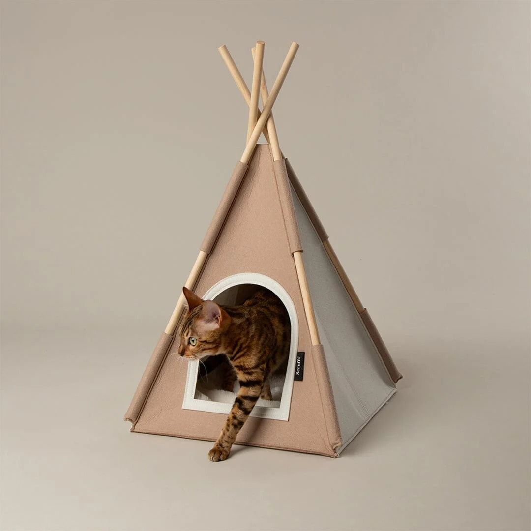 Scruffs Stockholm Felt TeePee Cat Bed - Tan