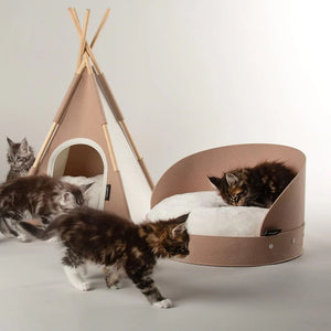Scruffs Stockholm Round Felt Cat Bed - Tan 44cm