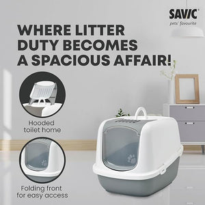 Savic Nestor Jumbo Cat Toilet Home - NAVY BLUE
