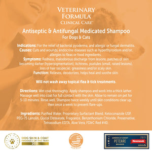 Synergy Labs Veterinary Formula Clinical Care Antiseptic & Antifungal Medicated Shampoo For Dogs & Cats 473ml[Volume - 473ml]