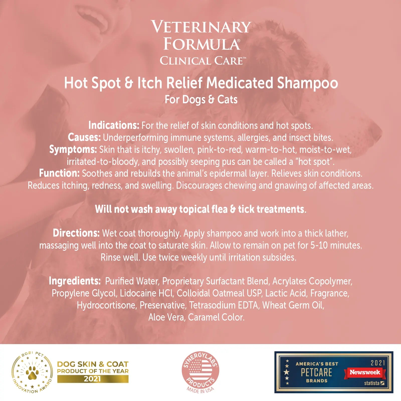 Synergy Labs Veterinary Formula Clinical Care Hot Spot & Itch Relief Medicated Shampoo For Dogs & Cats[Volume - 473ml]