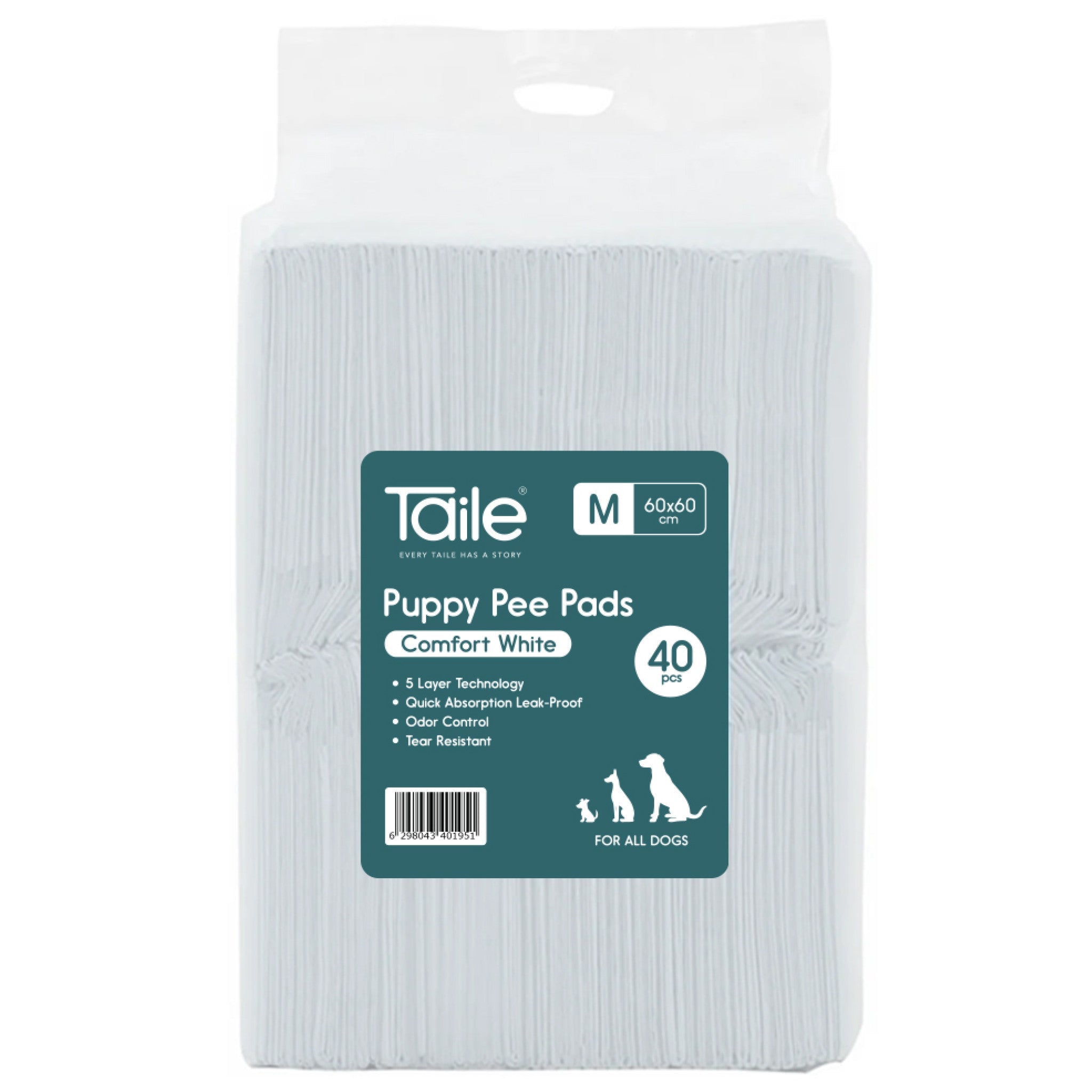 Puppy Pee Pads Comfort White, 40/pk, 60 x 60 cm