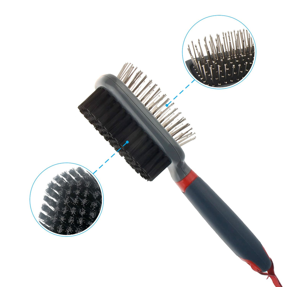 Double-Sided Brush Nylon Bristles & Pins for Dogs and Cats