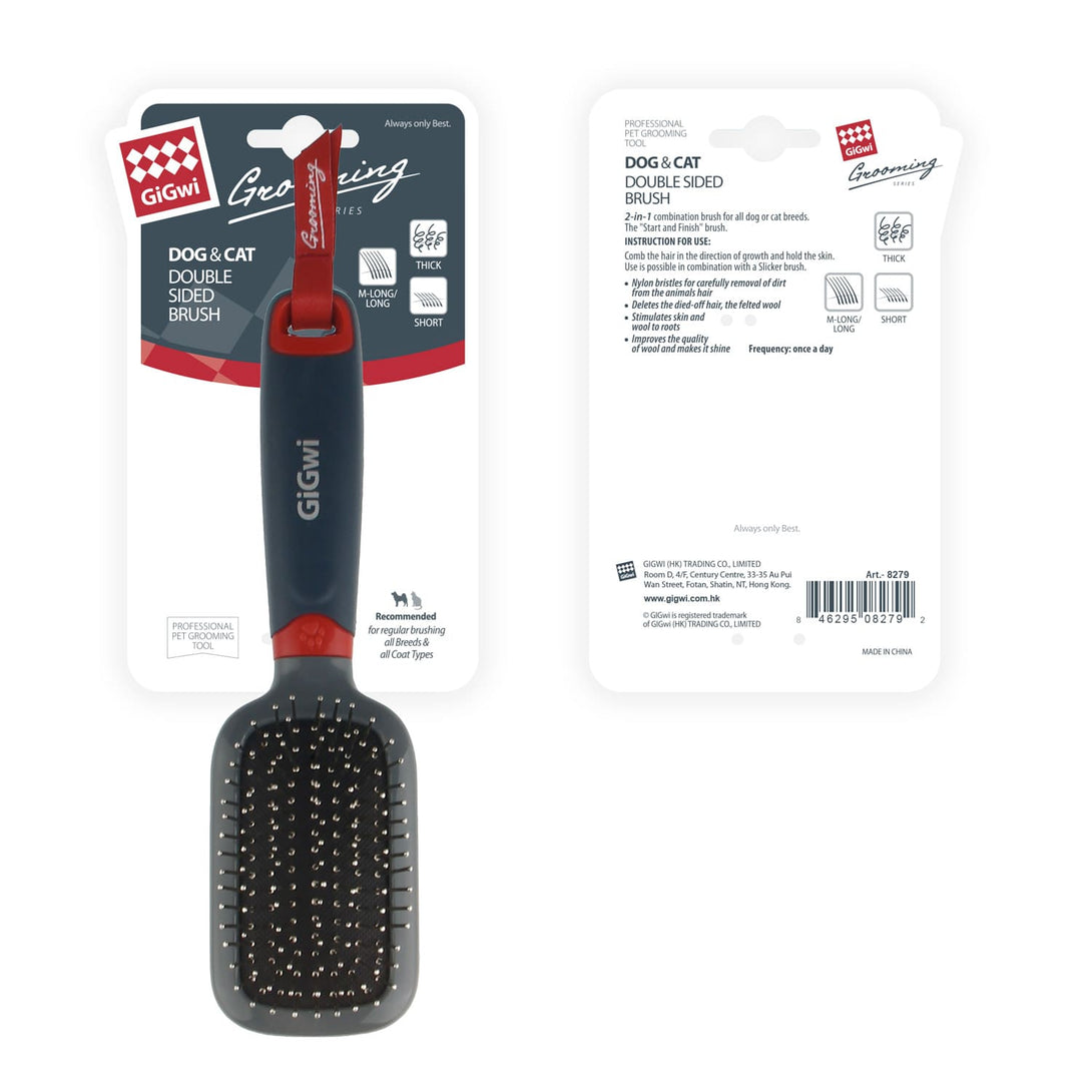 Double-Sided Brush Nylon Bristles & Pins for Dogs and Cats