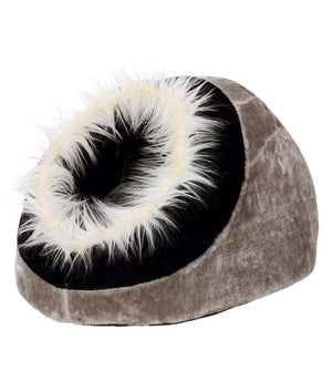 Flamingo Cuddle Cave Cat Bed - BROWN/BEIGE