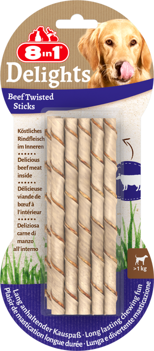 8in1 Delights Beef Twisted Sticks 10 pcs, 190 g