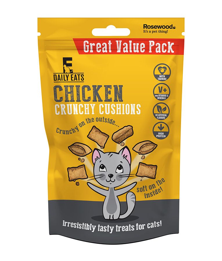 Rosewood Daily Eats Crunchy Cushions Chicken Cat Treats 200g Value Pack - 200g