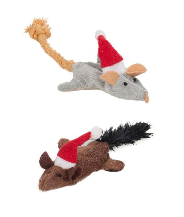 Flamingo Crinkle Mouse Christmas Cat Toy 2pcs -