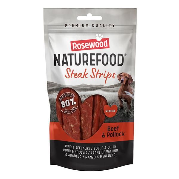 Rosewood Naturefood Steak Strips Beef & Pollock Dog Treats 100g - 100g