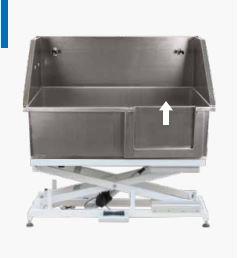 STAINLESS STEEL TUB WITH ELECTRIC LIFTING BASE, LIFTING DOO