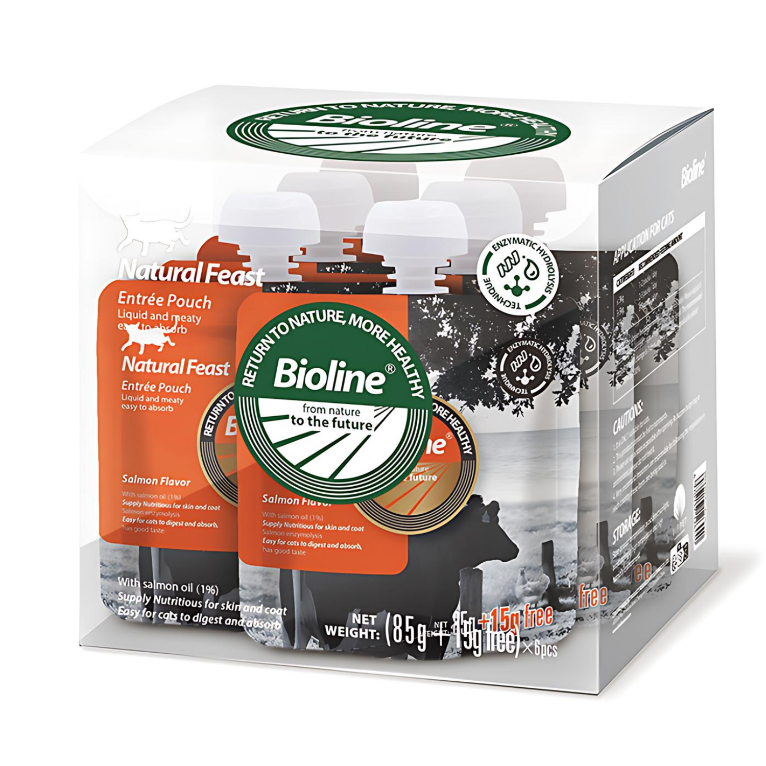 Bioline Natural Feast Entree Pouch Salmon Flavor  85g+15g (Min Order : 6pcs)