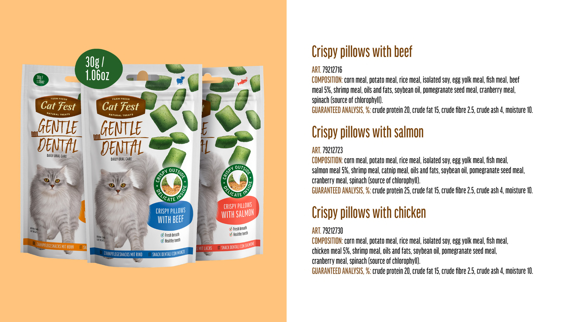 Cat Fest Dental Treats For Cats -Crispy Pillows -Beef 30g