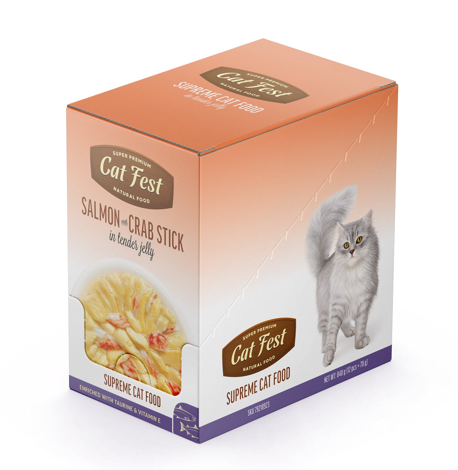 Cat Fest Salmon With Crab Stick In Tender Jelly For Cats 70g [MOQ:12pcs]