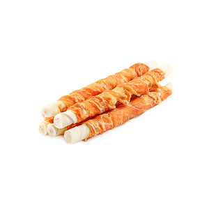 Wanpy Chewy 10″ Chicken Jerky & Rawhide Twists 70g