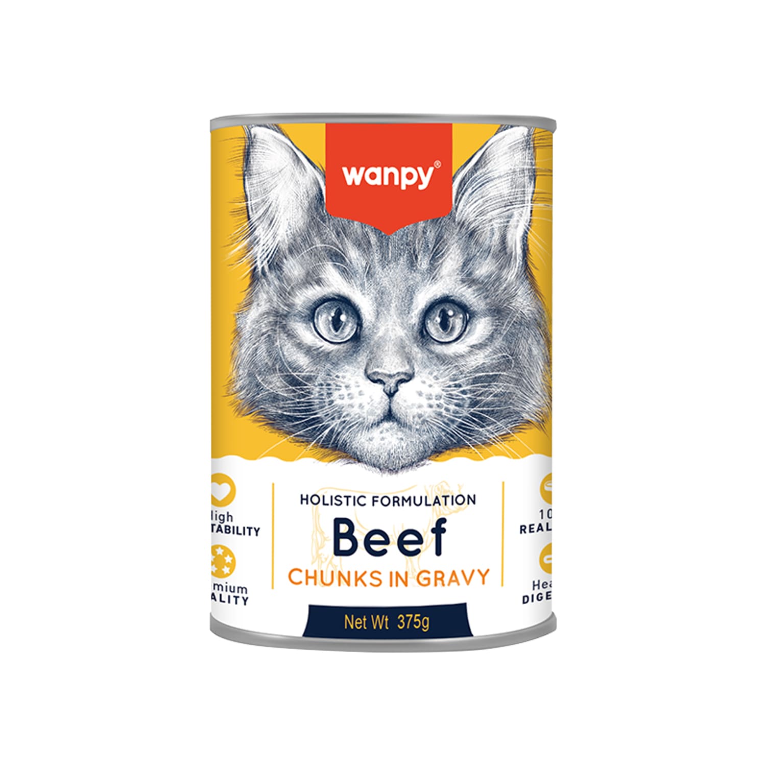 Wanpy Chunks in Gravy Canned Food for Cats – Beef 375g