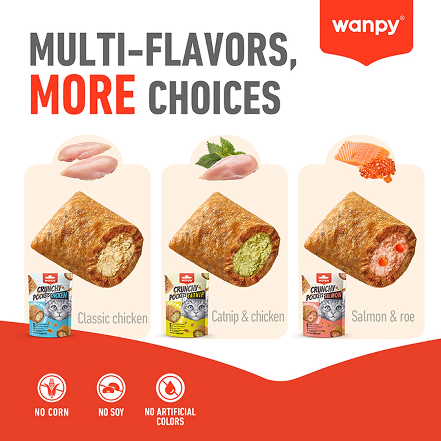 WANPY Crunchy Pocket Catnip & Chicken Recipe