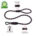 DOCO® Reflective Rope Leash With soft Rubber Handle Ver.5 - Click & Lock Snap-Large-Ø13mm x 120cm-Black